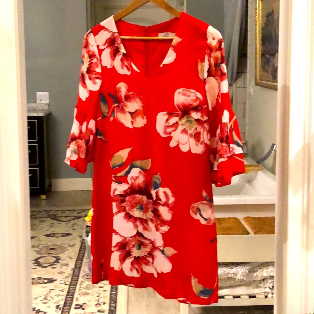 Red floral dress
